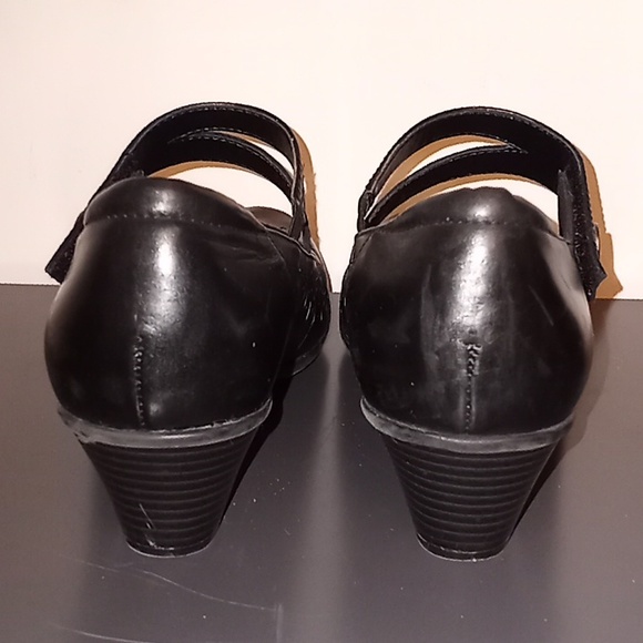 Earth Dione Black Leather Mary Jane Shoes Size 9 Wide - Picture 4 of 11